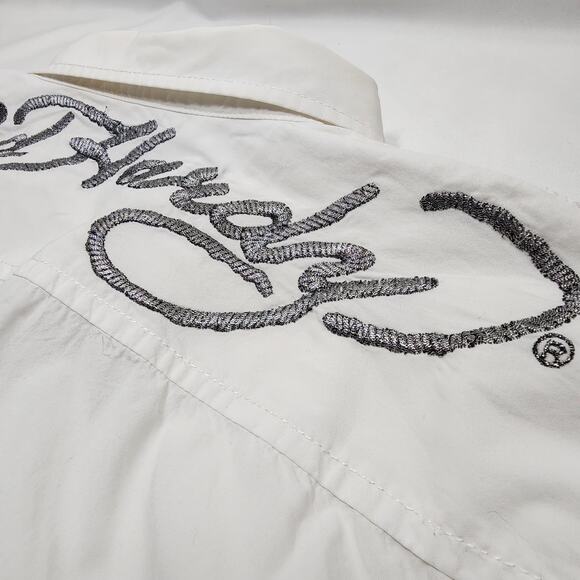 Ed Hardy Long Sleeve White Button-Up Large Skull On Pocket - Picture 5 of 11